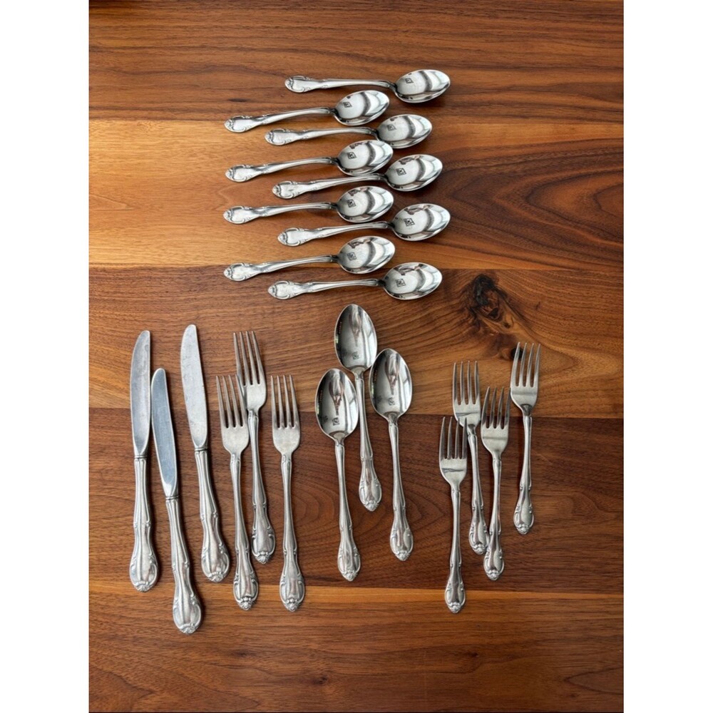 Gorham Musette Stainless Gorhamcraft Glossy Silverware Flatware Set 22 Piece